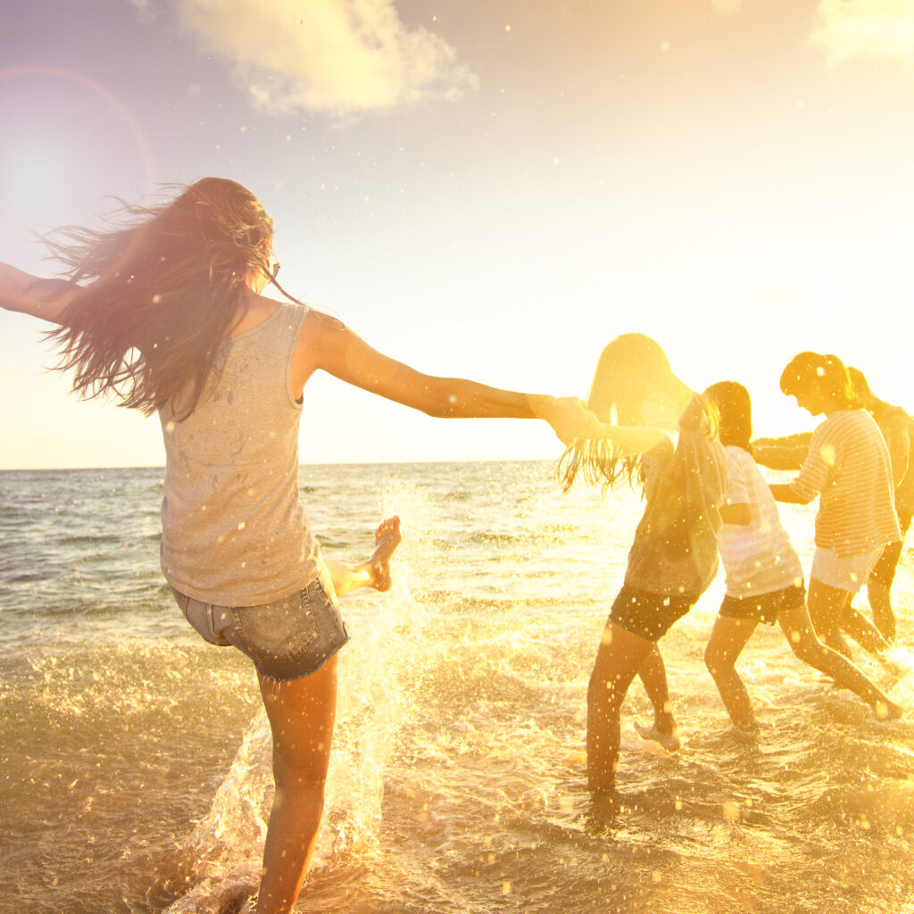 happy family having fun on the beach